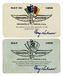 ''100 Mile an Hour Club'' Dinner Menu From 1956 Signed by 14 Legendary Drivers Including Lou Meyer, Bill Holland, Lee Wallard and Johnnie Parsons -- With Motor Speedway Entrance Passes