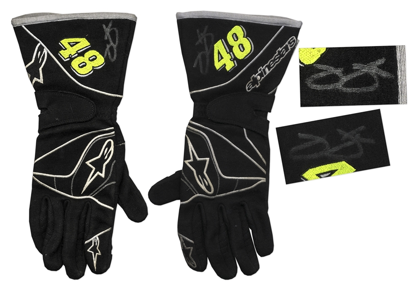 Jimmie Johnson Race-Worn & Signed Driving Gloves -- With COA From Jimmie Johnson Foundation