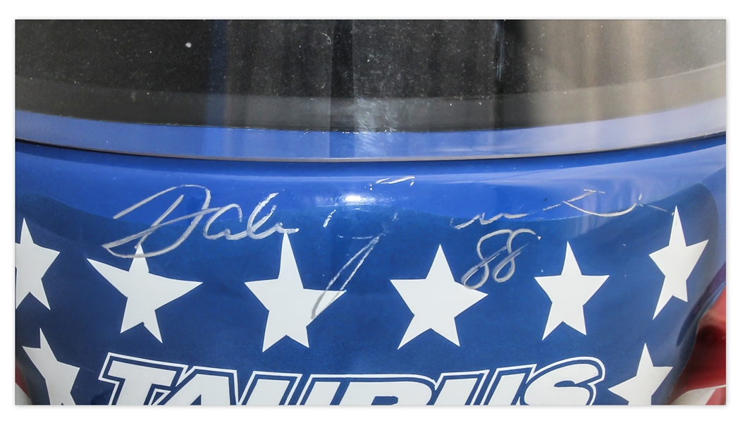 Dale Jarrett Race-Worn & Signed Helmet -- With LOA From Jarrett