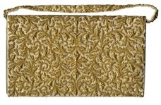 Mamie Eisenhower Personally Owned Gold Beaded Purse -- Given to the First Lady by Indira Gandhi on the Eisenhower's Historic Trip to India in 1959 -- With a Note Card From Indira Gandhi