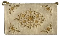 Mamie Eisenhower Personally Owned Gold Beaded Purse -- Given to the First Lady by Indira Gandhi on the Eisenhower's Historic Trip to India in 1959 -- With a Note Card From Indira Gandhi