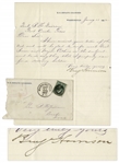 Benjamin Harrison 1882 Letter Signed on U.S. Senate Stationery -- ...will...do anything that I properly can for a deserving soldier...