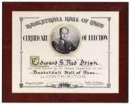 Edward S. ''Ned'' Irish's 1964 Basketball Hall of Fame Induction Plaque -- Founder of the New York Knicks