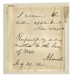 Abraham Lincoln Autograph Endorsement Signed as President in August 1861