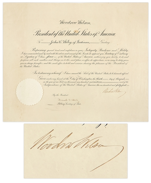 Woodrow Wilson Document Signed as President in 1916
