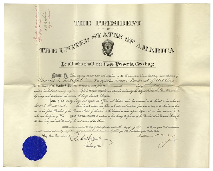William McKinley Military Document Signed as President in 1898