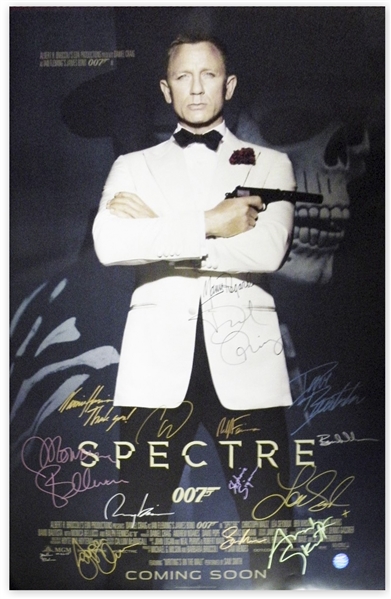 James Bond ''Spectre'' Cast-Signed Poster -- Autographed by Daniel Craig, Monica Bellucci, Lea Seydoux, Christoph Waltz, Ralph Fiennes and Sam Mendes -- With LOA from MGM