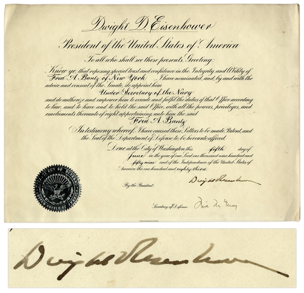 Dwight D. Eisenhower Signed Naval Appointment as President