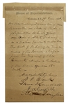 James Garfield House of Representatives Letter Signed -- Also Signed by Nathaniel Banks, Alexander Stephens & Samuel Randall