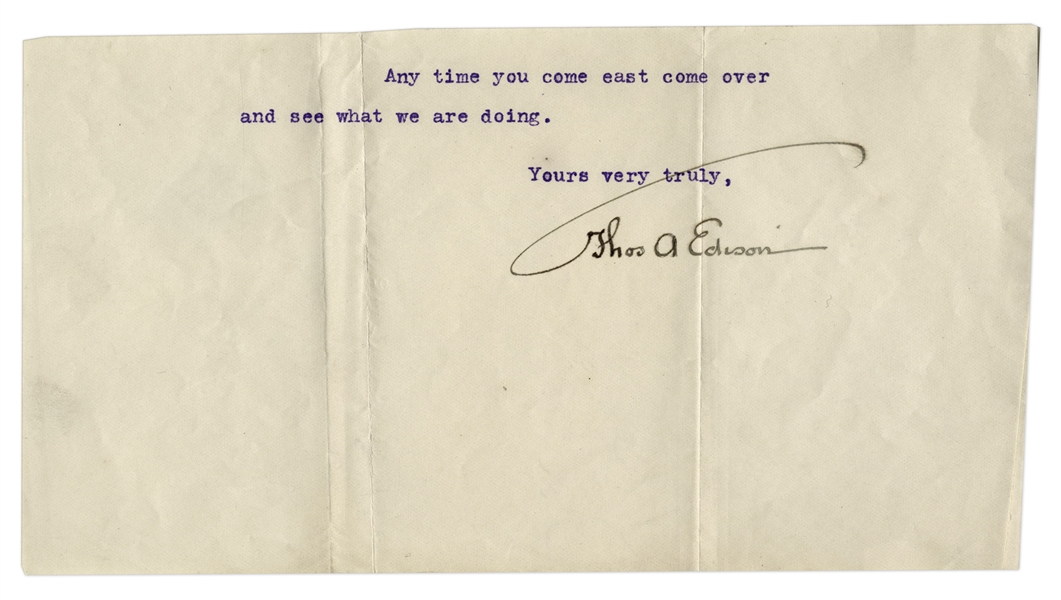 Thomas Edison Signed Note