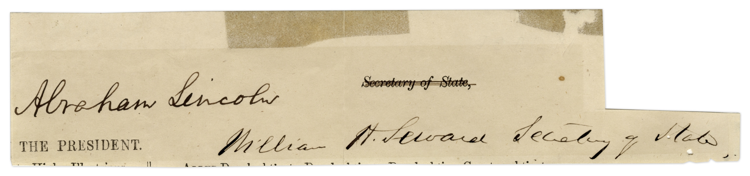 Abraham Lincoln Signature as President -- With Full, Bold ''Abraham Lincoln'' Autograph