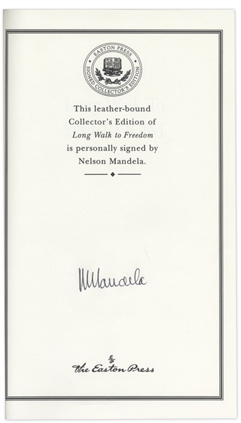 Nelson Mandela Signed Luxury First Edition of His Celebrated Autobiography ''Long Walk to Freedom'' -- Fine Condition