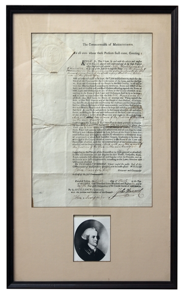 John Hancock 1781 Signed Appointment as Governor of Massachusetts