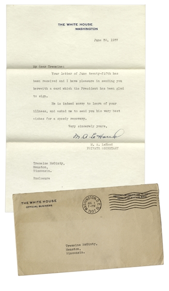 Franklin D. Roosevelt Signed White House Card