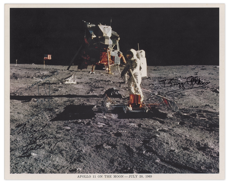 Apollo 11 Crew-Signed 10'' x 8'' NASA Photo -- Neil Armstrong, Michael Collins & Buzz Aldrin
