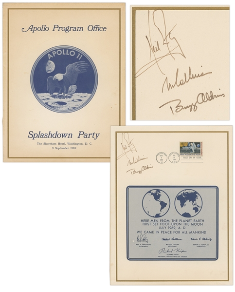 1969 Apollo 11 Splashdown Party Program Signed by Neil Armstrong, Buzz Aldrin & Michael Collins