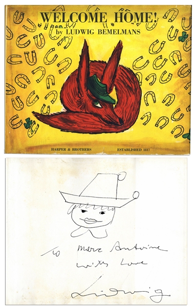 Ludwig Bemelmans ''Welcome Home!'' Signed -- With Sketch of a Young Boy