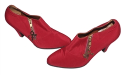 Elaborate Red NPG Tunic Worn by Prince When Meeting With Clive Davis -- With High Heeled Shoes Adorned With His Love Symbol