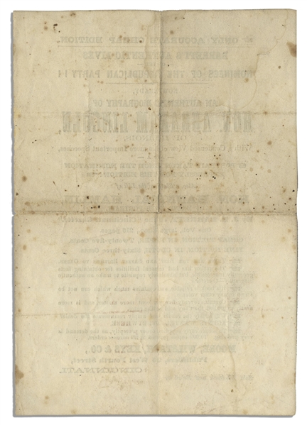 Abraham Lincoln Broadside, Circa 1860