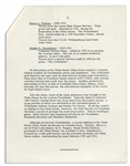 President John F. Kennedy Fact Sheet on the White House China Room -- With Interesting Content Detailing Each President's Addition to the China Collection