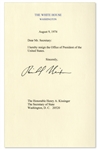 Richard Nixon Signed Souvenir Resignation