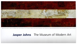 Jasper Johns Signed 38'' x 40'' Poster of His Famous ''Flag'' Painting -- With Additional Postcard Signed by Johns