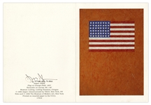 Jasper Johns Signed 38'' x 40'' Poster of His Famous ''Flag'' Painting -- With Additional Postcard Signed by Johns