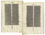 Medieval Bible Manuscript Leaf on Vellum -- From 13th Century
