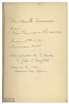 Edith Roosevelt Signed Book ''Ventures in Book Collecting''