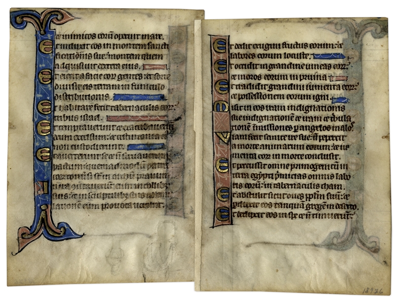 13th Century Hand-Painted Psalter Leaf