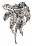 Estee Lauder Owned Platinum Brooch With Diamonds, Pearls and Sapphires -- Designed by David Webb & With Provenance From Sotheby's