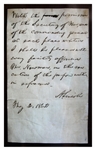 Abraham Lincoln Autograph Note Signed as President in May 1862 -- ''...With the permission of the Secretary of War, and of the commanding general...''