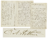 Chester A. Arthur Autograph Letter Signed
