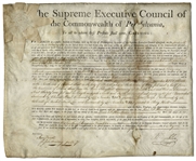 Benjamin Franklin Signed Land Grant From 1787 -- For Land in Philadelphia