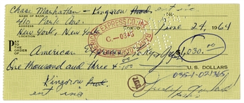 Judy Garland Signed Check