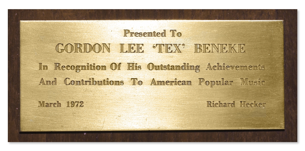 Tex Beneke ''Gold Record'' From Bluebird for ''Chatanooga Choo Choo'' -- With Accompanying Letter From Bluebird -- First Record to Ever Sell One Million Copies