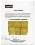Tex Beneke Autograph Arrangement of ''Lazy Bones'' From 1949