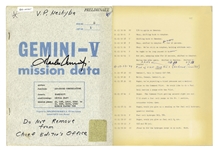 Charles Pete Conrad, Jr. Signed NASA Mission Data Transcript for Gemini-V