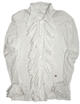 Prince Stage-Worn Ruffled Cream Blouse -- & Matching Self-Covered Shoes With His Personal Symbol as Zipper Pulls