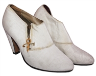 Prince Worn Gold Crochet Shirt & Pants -- With White Heeled Shoes Adorned With His Love Symbol