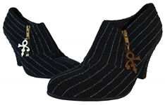 Prince Worn Metallic Turquoise Striped Outfit -- With Socks & Matching Shoes Featuring His Love Symbol