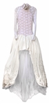 Prince's Bride's Wedding Dress Ensemble -- Stunning Backless Dress, Full Length Wrap With Faux Fur Trim & 11'' x 14.25'' Portrait Photo of the Couple