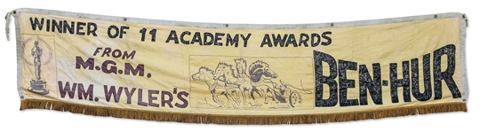 Silk Banner Promoting Legendary Epic Film Ben-Hur -- Boasting Its Record 11 Oscar Wins
