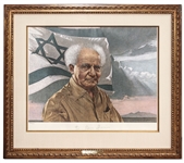 Large Signed Limited Edition Lithograph of First Israeli Prime Minister David Ben-Gurion