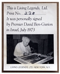 Large Signed Limited Edition Lithograph of First Israeli Prime Minister David Ben-Gurion