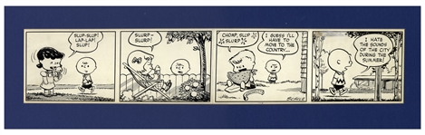 Early Charles Schulz Hand-Drawn Peanuts Comic Strip From 1952 Featuring Charlie Brown & Lucy