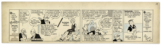 Chic Young Hand-Drawn Blondie Comic Strip From January 1931 Titled Get This Straight -- One of the Earliest Blondie Strips With a Recap of the Plot Thus Far