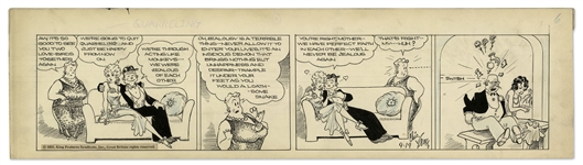 Chic Young Hand-Drawn Blondie Comic Strip From 1931 Titled Mother Sets an Example