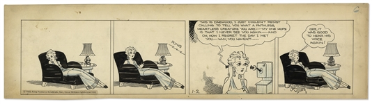 Chic Young Hand-Drawn Blondie Comic Strip From 1932 Titled Music To Her At That -- Visually Stunning Strip
