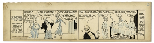 Chic Young Hand-Drawn Blondie Comic Strip From 1932 Titled The Dotted Line -- The Bumsteads Try to Force Dagwood to Marry Irma Using a Proxy!